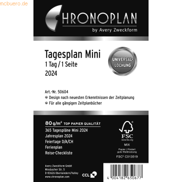 Chronoplan Tagesplan A7 Mini 1 Tag/1 Seite Kalendarium 2024