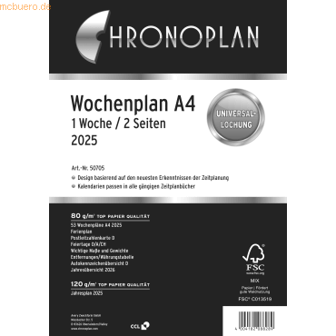 Chronoplan Wochenplan A4 1 Woche/2 Seiten 2025