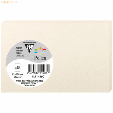 3329680114867 - Karte Pollen 82x128mm 210g VE=25 Stück perlmutt-elfenbe