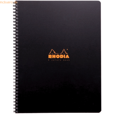 5 x Rhodia Notizbuch A4+ 80 Blatt Wire-O-Bindung 90g kariert schwarz