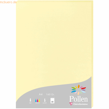 3329680142075 - 10 x Papier A4 Pollen 160g 50 Blatt kanariengelb