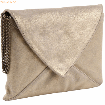 3329684000500 - 2 x Handtasche Clutch Feder Leder 20x14cm gold