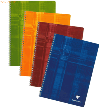 10 x Clairefontaine Spiralbuch A4 liniert 50 Blatt farbig sortiert