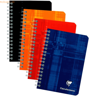 5 x Clairefontaine Spiralheft 9x14cm blanko 90 Blatt farbig sortiert