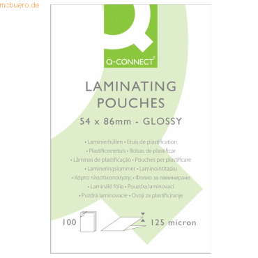 5705831012035 - Laminierfolien 54x86mm 125 mic glänzend 5705831012035 Q-CONNECT KF01203 100 Stück