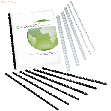 5705831240162 - Plastikbinderücken KF24016 schwarz US-Teilung 21 Ringe auf A4 6mm 5705831240162 Q-CONNECT KF24016 100 Stück
