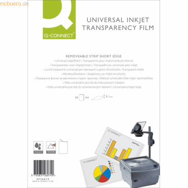 Connect Inkjetfolie A4 100my kopfverleimt transparent VE=50 Blatt