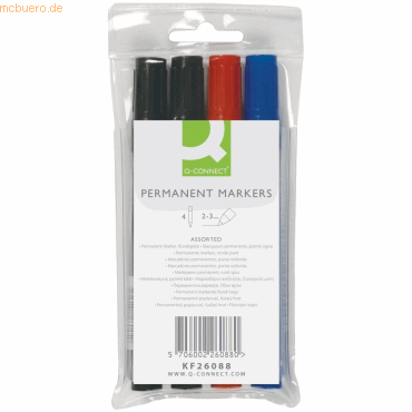 5706002260880 - Permanentmarker 4er Etui farbig sortiert 2mm Rundspitze 5706002260880 4 Stück