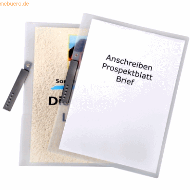 Dataplus Klemmhefter A4 PP bis 50 Blatt mit A4-Tasche natur-transparen