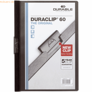 5 x Durable Cliphefter Duraclip Original 60 schwarz 5 Stück