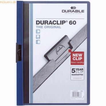 5 x Durable Cliphefter Duraclip Original 60 dunkelblau 5 Stück