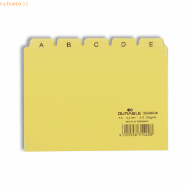 Durable Leitregister A6 quer A-Z 25-teilig Kunststoff gelb