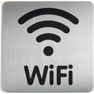 4005546984094 - Türschild Piktogramm WIFI 150x150mm metallic silber 4005546984094 - Türschild Piktogramm WIFI 150x150mm metallic silber