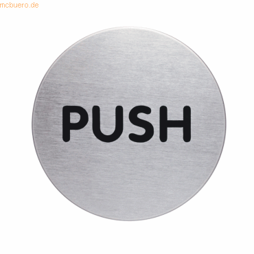 4005546400112 - Piktogramm Push rund metallic silber Durchmesser 65mm