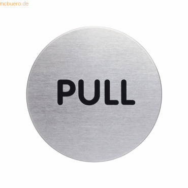 4005546400129 - Türschild Picto rund Pull 65mm metallic silber