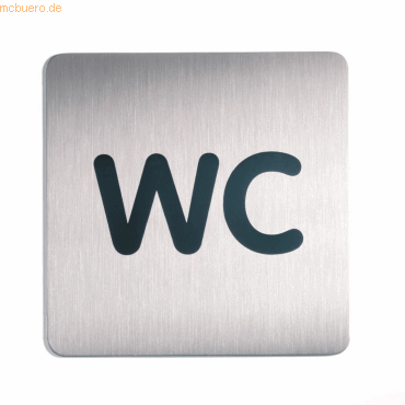 Durable Türschild Picto quadratisch 'WC' 150x150mm metallic silber