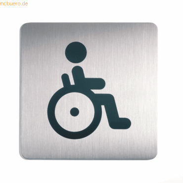 4005546403441 - Piktogramm Symbol Behinderten-WC eckig metallic silber 150x150mm