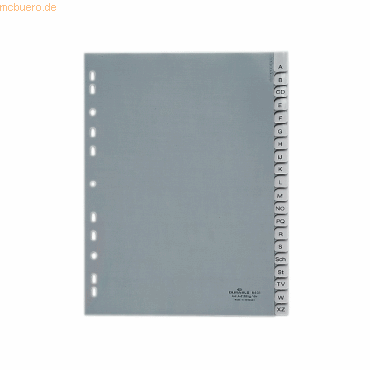 Durable Register A4 blanko 20-teilig PP mit umschweißten Taben grau