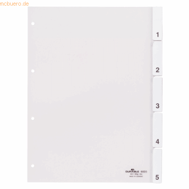 Durable Register A4 blanko PP 5-teilig transparent