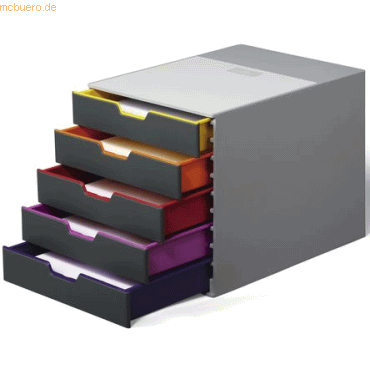 Durable Schubladenbox Varicolor 5 5 Fächer grau/farbiger Verlauf