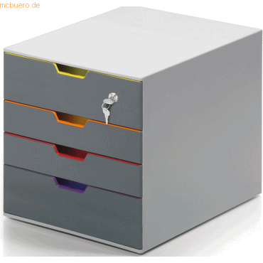 Durable Schubladenbox Varicolor 4 4 Fächer 2 Fachhöhen grau/farbiger V