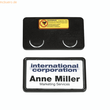 Durable Namensschilder Clip-Card mit Magnet 40x75 schwarz VE=25 Stück