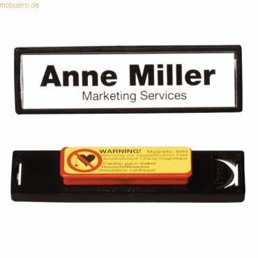 Durable Namensschilder Clip-Card mit Magnet (klein) 17x67 schwarz VE=2