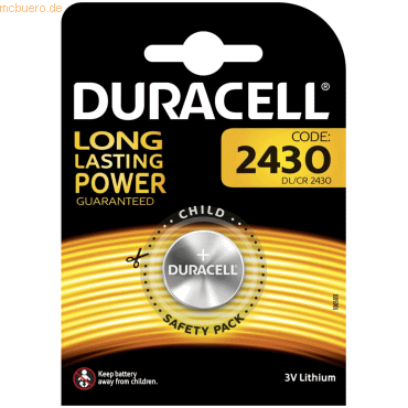 Duracell Knopfzelle Lithium CR2430 3V 280mAh