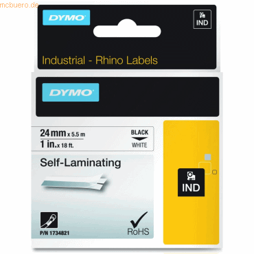 Dymo Schriftbandkassette Rhino Band ID1 Vinyl laminiert 5,5mx24mm schw