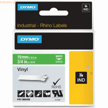 Dymo Schriftbandkassette PVC 5,5mx19mm weiß/grau