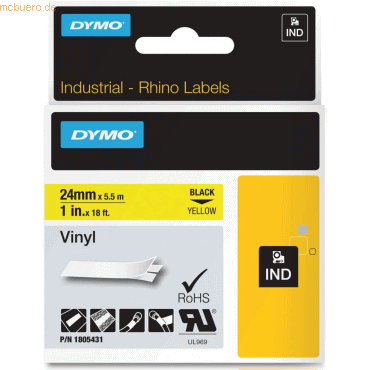 Dymo Schriftbandkassette PVC 5,5mx24mm schwarz/gelb