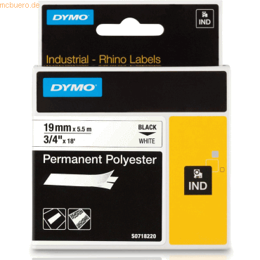 Dymo Schriftbandkassette permanent Polyester 5,5mx19mm schwarz/weiß