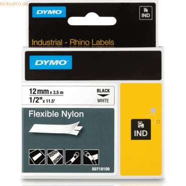 Dymo Schriftbandkassette Nylon flexibel laminiert 3,5mx12mm schwarz/we