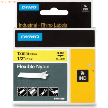 Dymo Schriftbandkassette Nylon flexibel laminiert 3,5mx12mm schwarz/ge