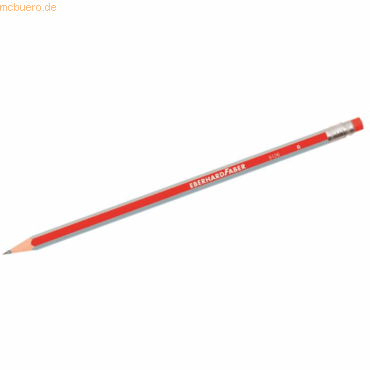 4087205126014 - 12 x Bleistift Standard B mit Tipradierer rot silber