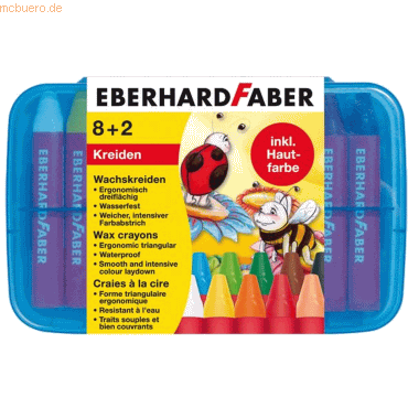 5 x Eberhard Faber Wachskreide dreikant VE=8+2 Stück Plastikbox