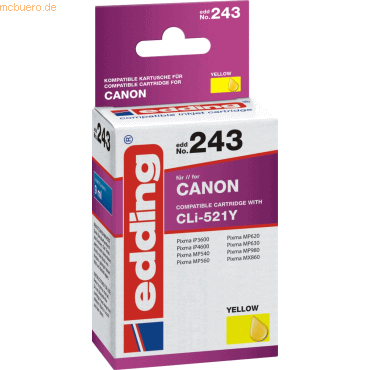 Edding Tintenpatrone kompatibel mit Canon CLI-521 yellow