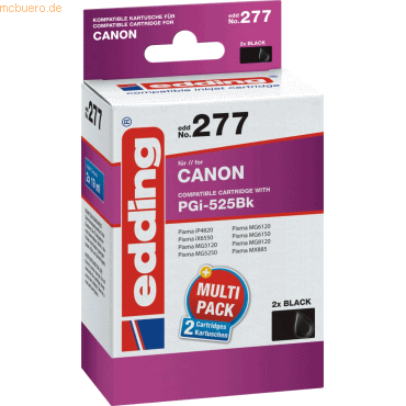 4043023602772 - Tintenpatronen EDD-277 ersetzt Canon PGI-525PGBK (4529B001) Doppelpack schwarz-pigmentiert 4043023602772 - Tintenpatronen EDD-277 ersetzt Canon PGI-525PGBK (4529B001) Doppelpack schwarz-pigmentiert