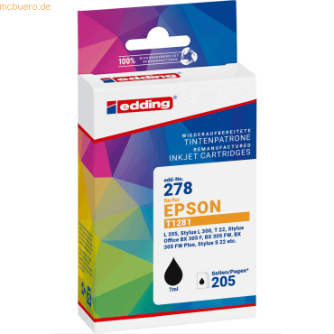 4057305064141 - Druckerpatrone 18-278 kompatibel zu Epson T1281 schwarz 4057305064141 Edding 4057305064141 - Druckerpatrone 18-278 kompatibel zu Epson T1281 schwarz 4057305064141 Edding