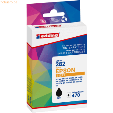 4057305064165 - Druckerpatrone 18-282 kompatibel zu Epson T1291 schwarz 4057305064165 Edding 4057305064165 - Druckerpatrone 18-282 kompatibel zu Epson T1291 schwarz 4057305064165 Edding