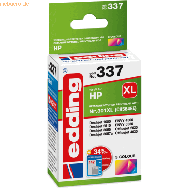 Edding Tintenpatrone kompatibel mit HP No. 301XL color