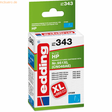 4043023236595 - Druckerpatrone 18-343 kompatibel zu HP 951XL cyan 4043023236595 Edding