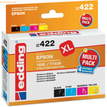 4043023652418 - Tintenpatronen EDD-422 ersetzt Epson 16XL CMYK (C13T16364012) Mixpack schwarz cyan gelb magenta