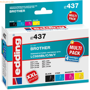 4043023516987 - Druckerpatrone 18-437 kompatibel zu brother LC-985 BK C M Y Multipack schwarz cyan magenta gelb 4043023516987 4 Stück 4043023516987 - Druckerpatrone 18-437 kompatibel zu brother LC-985 BK C M Y Multipack schwarz cyan magenta gelb 4043023516987 4 Stück