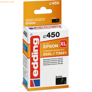 4043023387419 - edding Druckerpatrone kompatibel mit Epson No T26XL (T2621) black