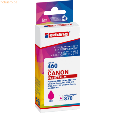 4057305064059 - edding Druckerpatrone ersetzt Canon No 571XL (CLI-571XL) magenta 4057305064059 - edding Druckerpatrone ersetzt Canon No 571XL (CLI-571XL) magenta