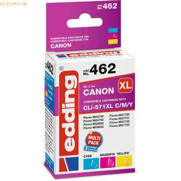 4043023777746 - edding Druckerpatronen Multipack kompatibel mit Canon No 571XL BK C M