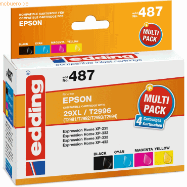 edding Druckerpatronen Multipack kompatibel mit Epson No. T29XL BK/C/M