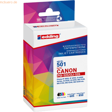 4057305063953 - Druckerpatrone 18-501 kompatibel zu Canon PGI-525BK CLI-526BK C M Y Multipack schwarz cyan magenta gelb 4057305063953 Eddi 5 Stück 4057305063953 - Druckerpatrone 18-501 kompatibel zu Canon PGI-525BK CLI-526BK C M Y Multipack schwarz cyan magenta gelb 4057305063953 Eddi 5 Stück