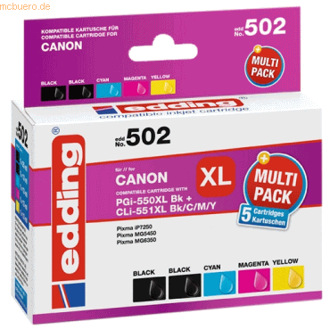 Edding Tintenpatronen Multipack kompatibel mit Canon PGI-550XL BK + CL